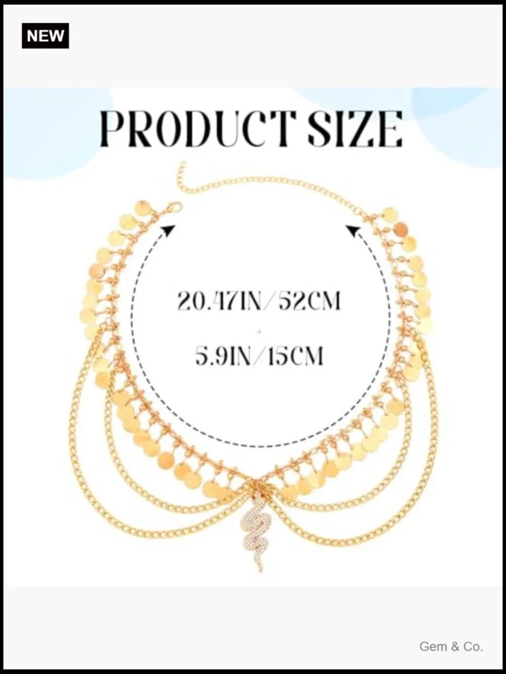 Sequin Head Chain Hair Accessory with Snake Pendant